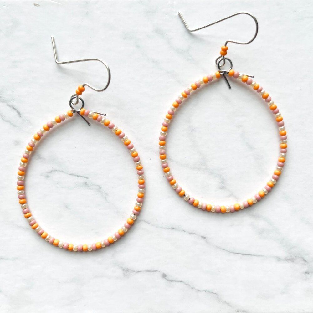 Sunrise Hand Beaded Tear Drop Earrings